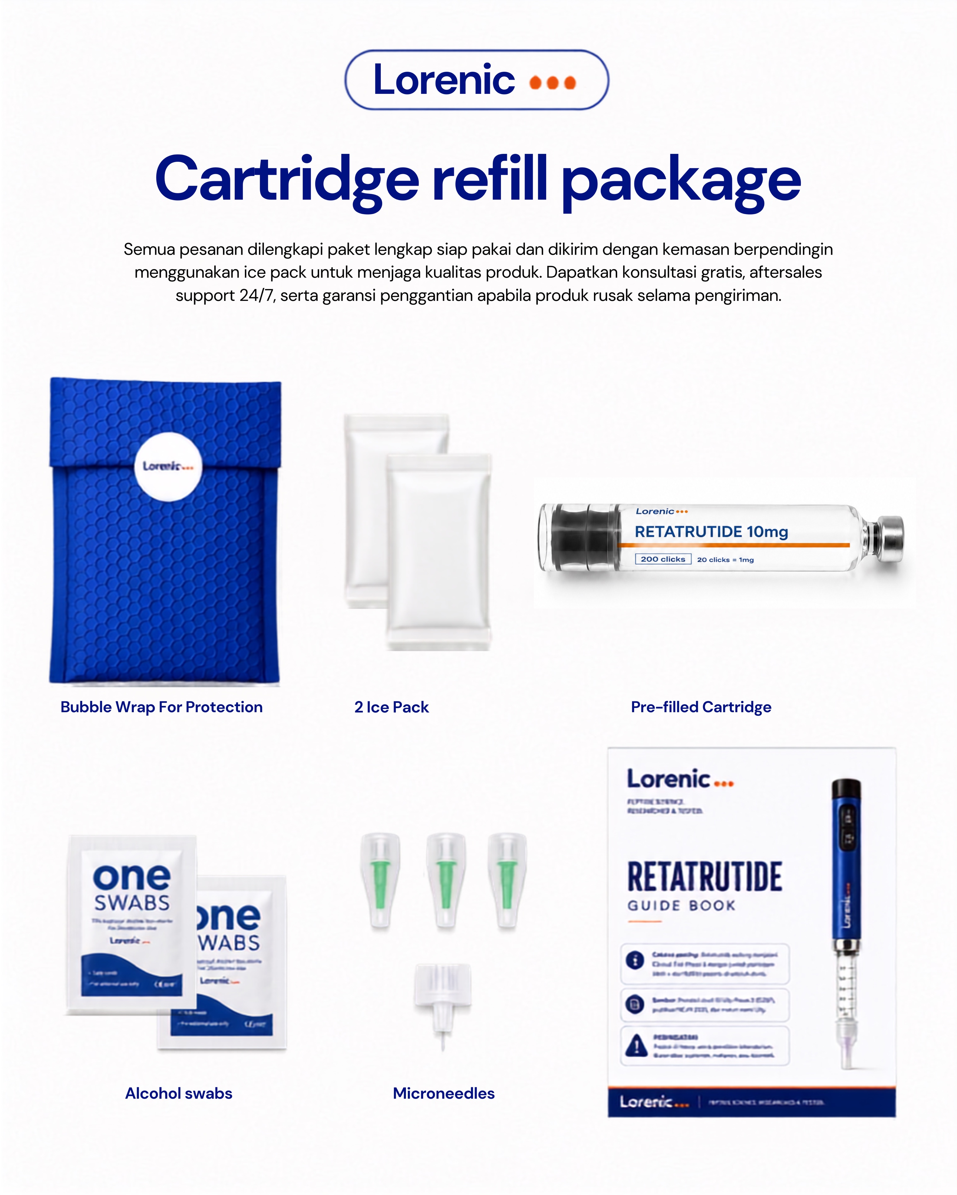 Isi kemasan Cartridge Lorenic BPC-157 10mg