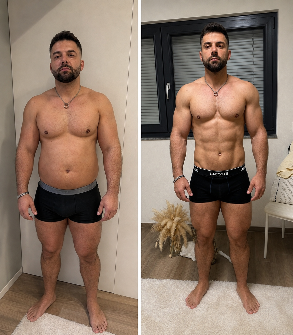 Before and after body transformation results